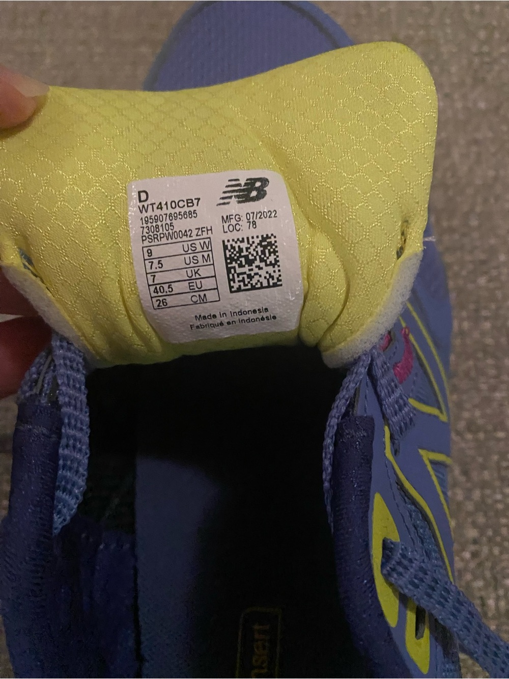New Balance Purple and Yellow Comfort Insert Sneakers - Picture 5 of 5